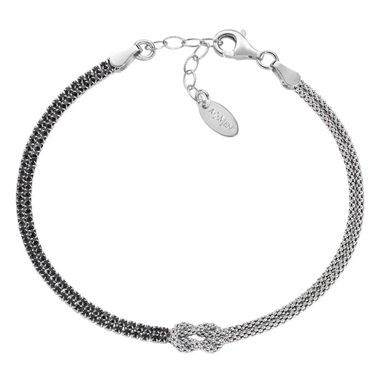 Bracciale Nodo d'Amore con Zirconi Neri Ref. BRNOAMBNZ16