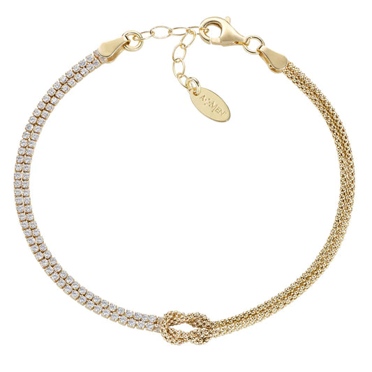 Bracciale Nodo d'Amore Dorato con Zirconi Bianchi Ref. BRNOAMGBZ16
