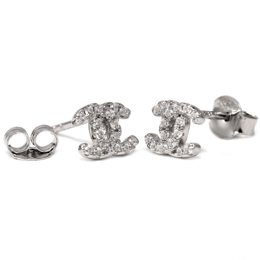 Orecchini forma chanel in Argento 925 con Zirconi Misura Piccola