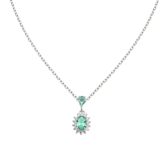 Collana Mini Royal Lady con Zircone Verde Acqua Ref. CLLDPBBVA1