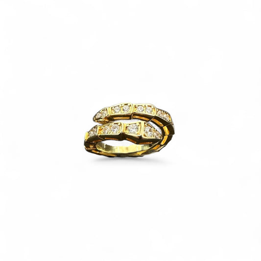 Anello Serpente Dorato con zirconi Bianchi