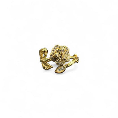 Anello con Rosa zirconata in argento 925 dorato