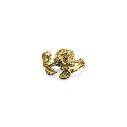 Anello con Rosa zirconata in argento 925 dorato