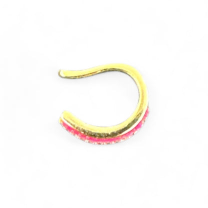 Piercing Ear Cuff in Argento 925 smaltato fucsia con zirconi fucsia