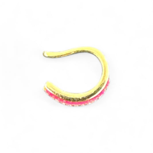 Piercing Ear Cuff in Argento 925 smaltato fucsia con zirconi fucsia
