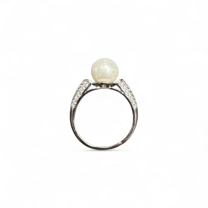 Anello Perla e Zirconi laterali