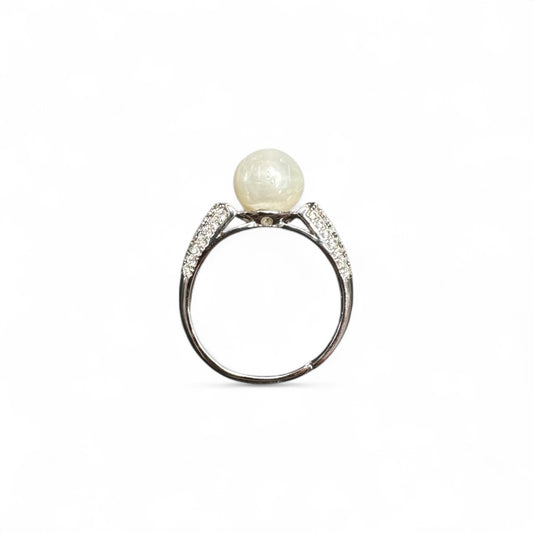 Anello Perla e Zirconi laterali