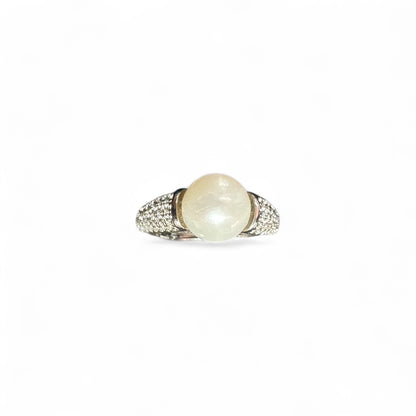 Anello Perla e Zirconi laterali