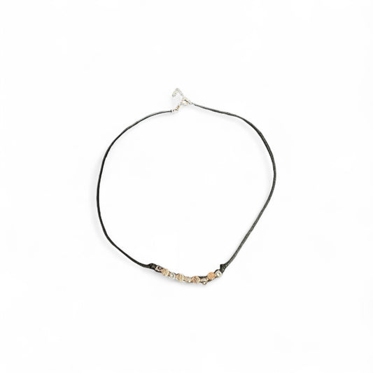 Girocollo in Corda con Cubetti in Argento Rosa e Bianchi cm 41+3