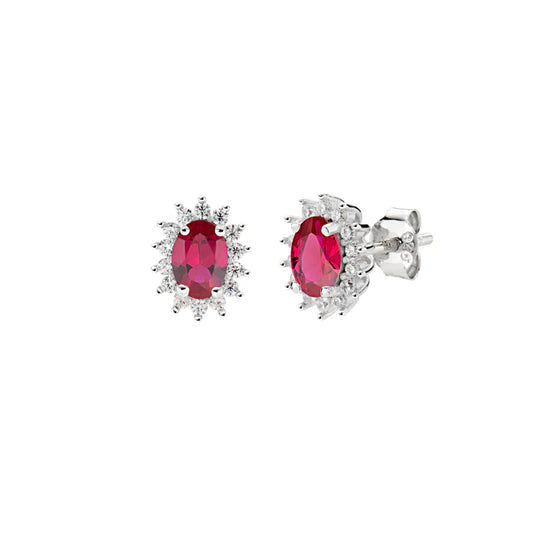 Orecchini Mini Royal Lady con Zircone Rosso Ciliegia Ref. ORLDPBBCI