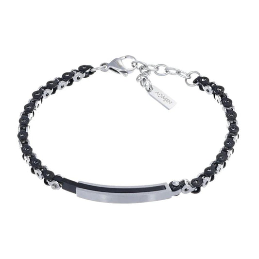 Amen Bracciale Acciaio Pvd Nero e Rodio Ref. ACUMBR2068