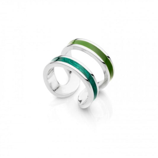Anello argentato con smalto verde UNOAERRE