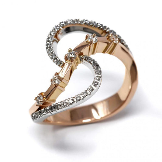 Anello Bicolore con 41 Diamanti CT 0.35