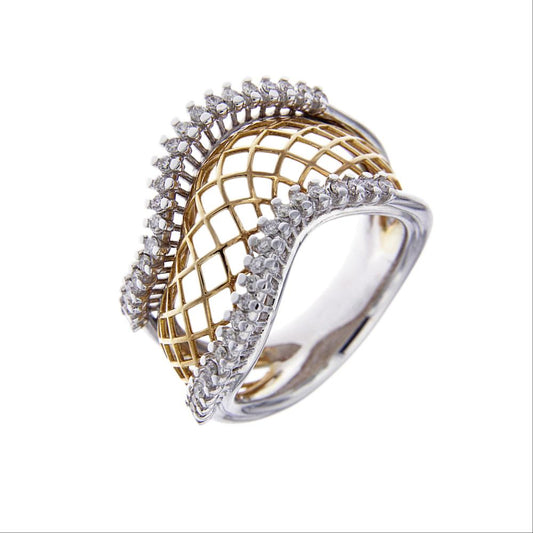 Anello Bicolore con Diamanti CT 0.50
