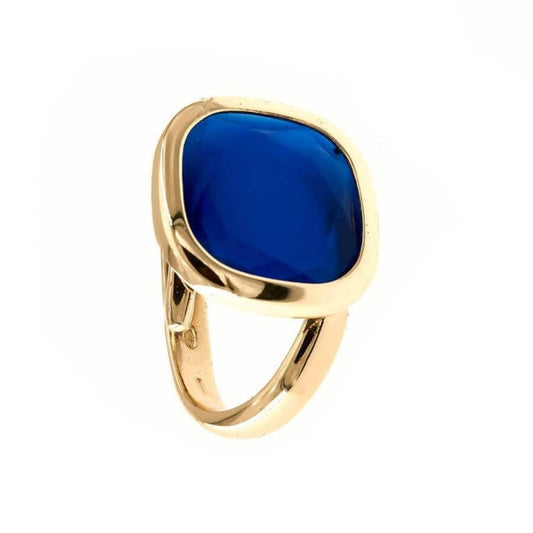 Anello Caramelle Reverse con pasta vitrea blu. Misure regolabili