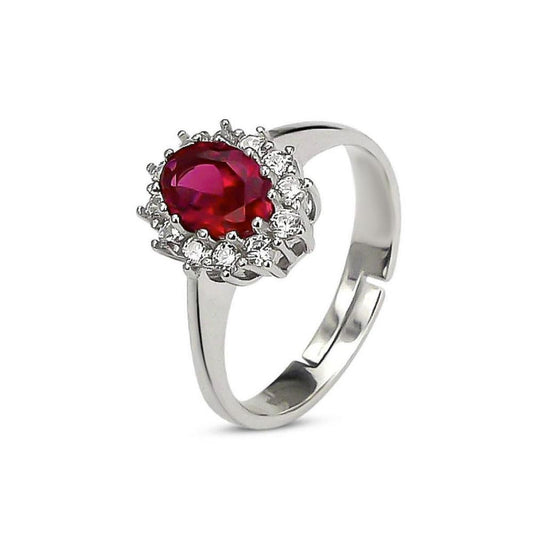 copy of Anello Cestello in Argento 925 con Pietra Rossa Regolabile 110017