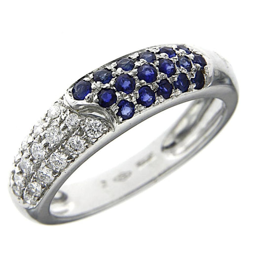 Anello con 17 Diamanti CT 0.25 e 17 Zaffiri CT 0.56
