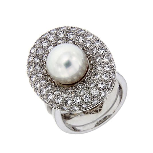 Anello con 93 Diamanti CT 2.36 e 1 Perla Australiana 10.5/11 mm