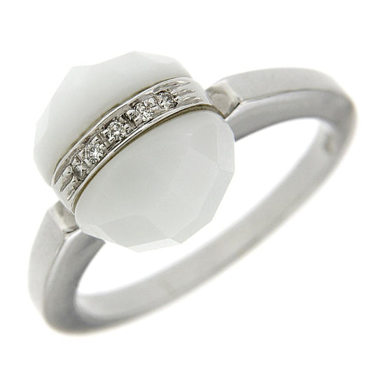 Anello con agata bianca e 5 Diamanti CT 0.03