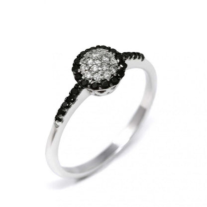 Anello con Diamanti Bianchi CT 0.10 e Neri CT 0.16