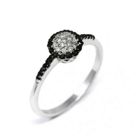 Anello con Diamanti Bianchi CT 0.10 e Neri CT 0.16