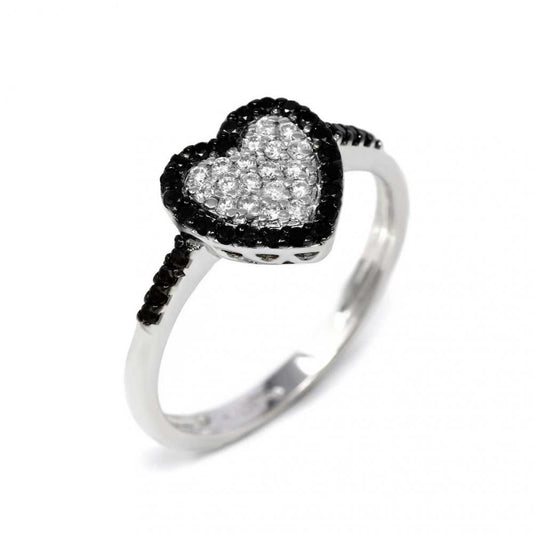 Anello con Diamanti Bianchi CT 0.15 e Neri CT 0.24