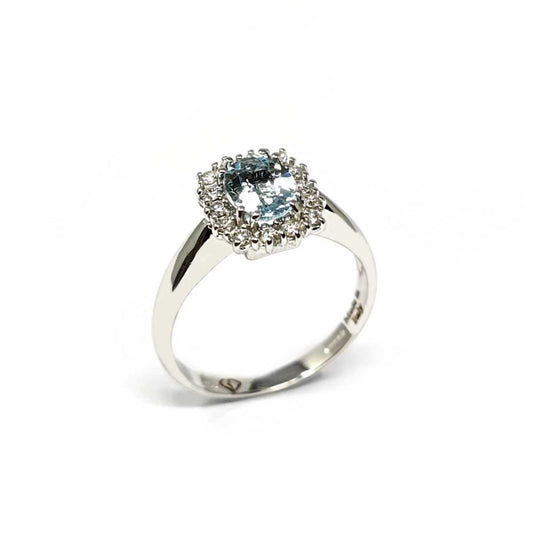 Anello con Diamanti CT 0.20 e Acquamarina CT 0.85