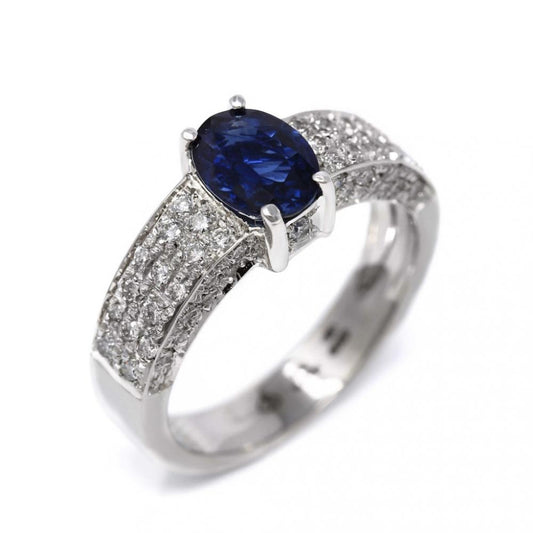 Anello con Zaffiro CT 1.42 e Diamanti CT 0.62