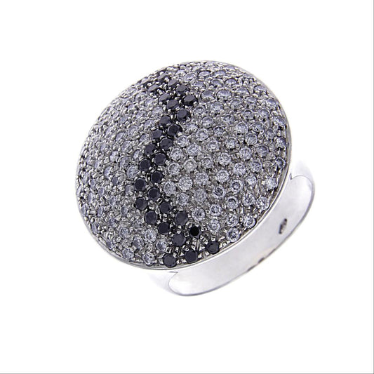 Anello con Diamanti CT 1.30 e 32 Diamanti Neri CT 0.49