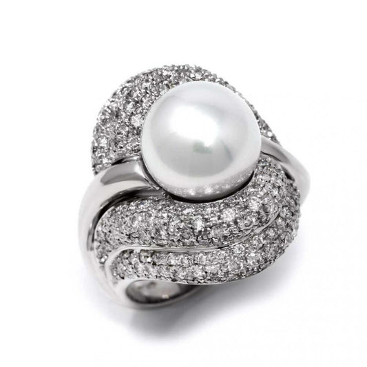 Anello con Diamanti CT 2.73 e Perla Australiana 12/12.5 mm