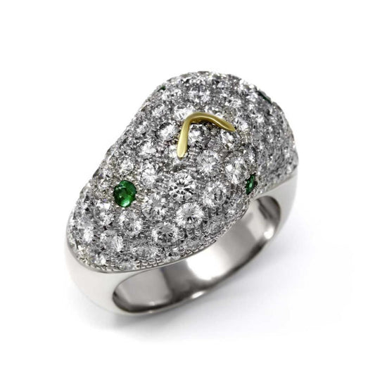 Anello con Diamanti e Smerladi Orologio molle Collezione Dali