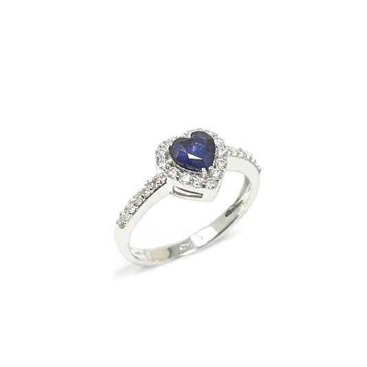 Anello con Diamanti CT 0.45  e Zaffiro Cuore CT 0.79