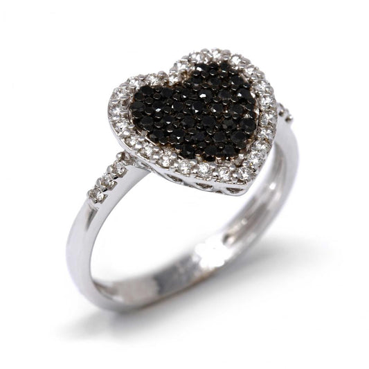Anello con Diamanti Neri CT 0.34 e Bianchi Naturali CT 0.27