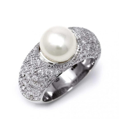 Anello con Perla Akoya 8.5/9 mm e Diamanti CT 1.41