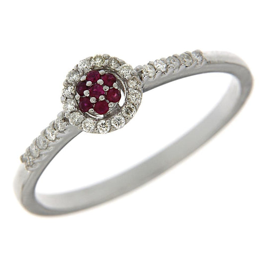 Anello con Rubini CT 0.05 e Diamanti Bianchi CT 0.14