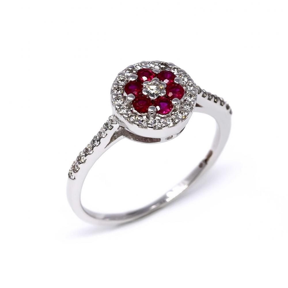 Anello con Rubini CT 0.30 e Diamanti CT 0.27