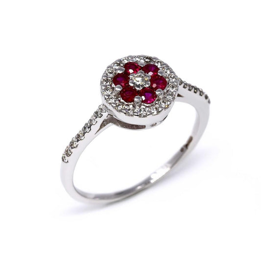 Anello con Rubini CT 0.30 e Diamanti CT 0.27