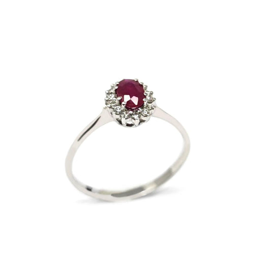 Anello con Rubino CT 0.70 e Diamanti CT 0.20