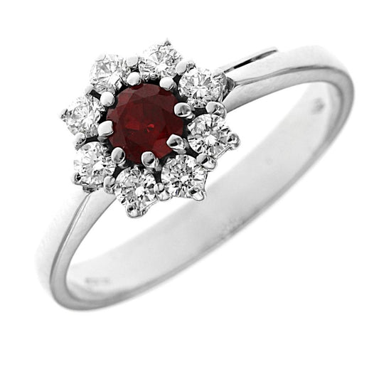 Anello con Rubino CT 0.30 e Diamanti CT 0.36