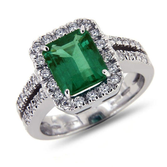 Anello con Smeraldo Colombiano CT 2.71 e Diamanti CT 0.40 VVS IF F