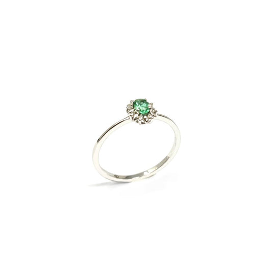 Anello con Smeraldo CT 0.17 e Diamanti CT 0.04
