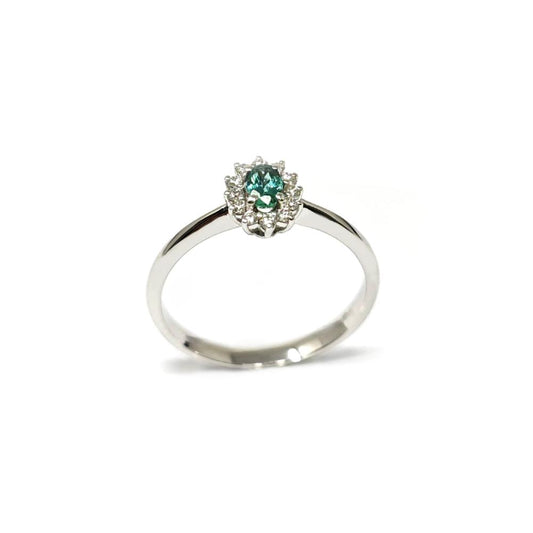 Anello con Smeraldo CT 0.23 e Diamanti CT 0.12