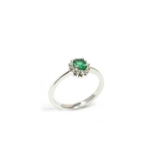 Anello con Smeraldo CT 0.35 e Diamanti CT 0.12