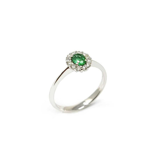 Anello con Smeraldo CT 0.35 e Diamanti CT 0.16