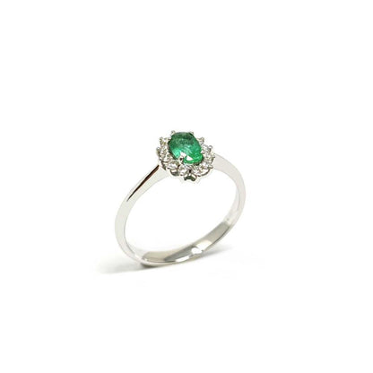 Anello con Smeraldo CT 0.50 e Diamanti CT 0.20