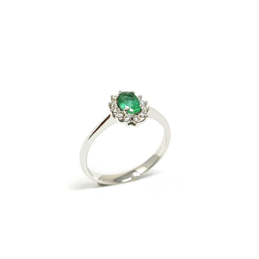 Anello con Smeraldo CT 0.50 e Diamanti CT 0.20