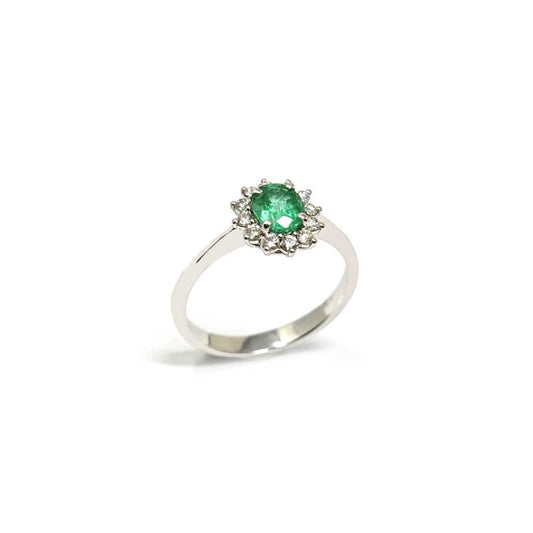 Anello con Smeraldo CT 0.60 e Diamanti CT 0.25