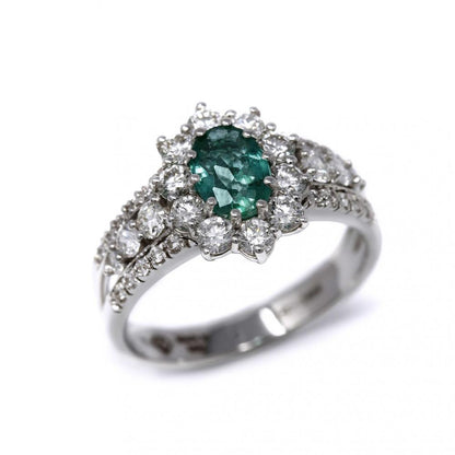 Anello con Smeraldo CT 0.70 e Diamanti CT 0.48