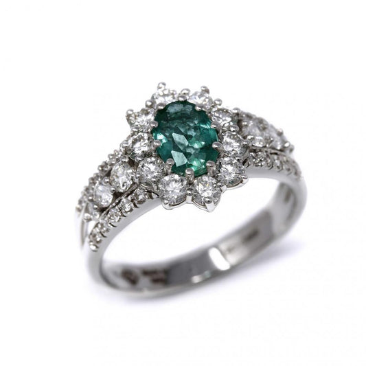 Anello con Smeraldo CT 0.70 e Diamanti CT 0.48