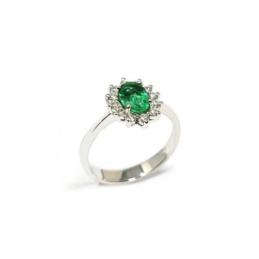 Anello con Smeraldo CT 0.75 e Diamanti CT 0.25